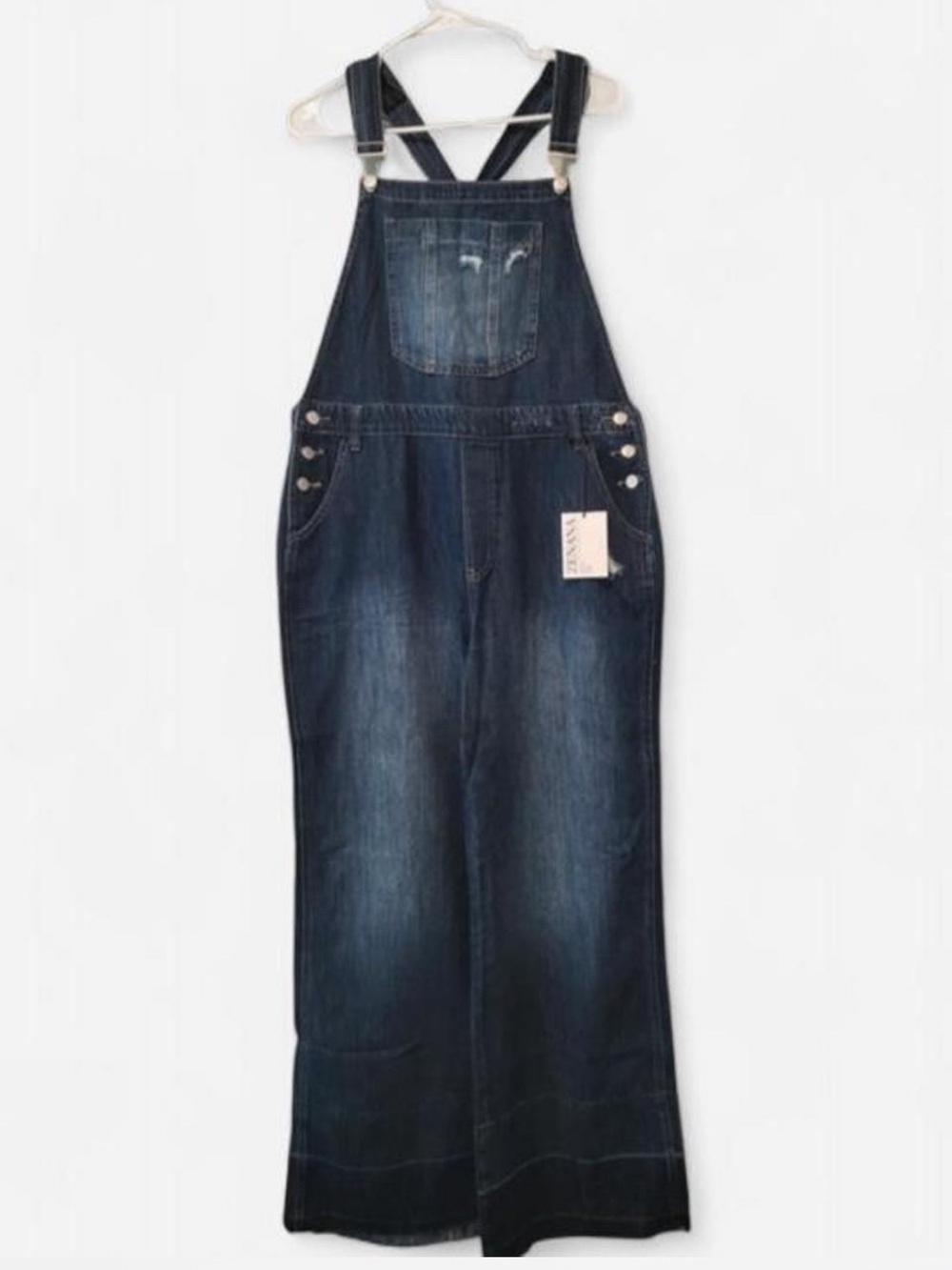 Zenana Wide-Leg Denim Overalls in Dark Blue